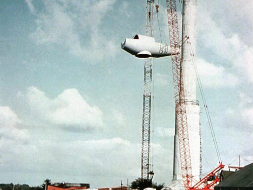 The tower was cast in concrete and was 54 metres tall.