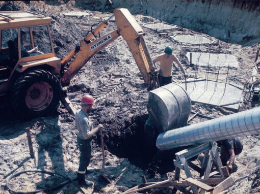 Digging the foundation for iconic Tvindkraft that would have a great impact on the history of wind power.